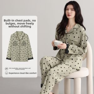 Miiow | Pure Cotton Lace Trim Sleepwear Set Womens Long Sleeve Long Pants Home Clothes Spring Autumn New Arrival Cat Person Official