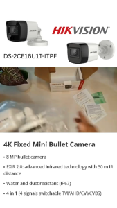 Hikvision DS-2CE16U1T-ITPF 8MP 4K Ultra HD Kamera CCTV Outdoor