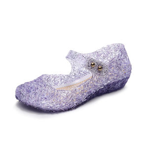 Childrens Frozen Elsa Crystal Shoes Baby Blue Elsa Princess Shoes Soft Bottom Summer Girls High Heel Sandals