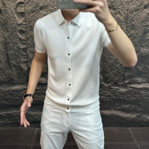 Thời Trang Mùa Hè Họa Tiết Dứa Bật Xuống Cổ Áo Áo Thun Ngắn Tay Nhẹ Sang Trọng Chất Lượng Cao Đa Năng Thời Trang/ Phong Cách Áo Thun Đẹp Trai