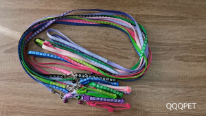 Pet Adjustable Leash with Collar and Dog Cat Printed Nylon Leash with Harness