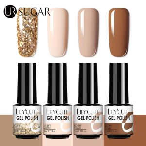 เล็บเจลสีหวาน LILYCUTE เจลทาเล็บกากเพชร7มล เคลือบเงา ไม่ปลอดภัย การผ่าตัดดีไซน์ คู่ด้วยเทียบกับเคลือบบูรณกุล้าย สีหวาน สีหน่อย และสีถูก