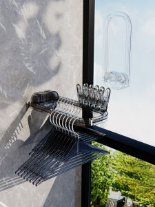 Foldable Clothes Hanger Storage Rack Balcony Wall Mounted Suction Cup Drying Rack Multi Functional Plastic Coat Hook Organizer