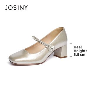 Josiny | Bridal Party Friendly Mary Jane Style High Heels Shoes Coarse Heel