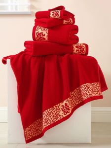 High-End Pure Cotton Large Bath Towel Wedding Celebration Full Moon Gift Set Red Wedding Cotton Towels Home Textile