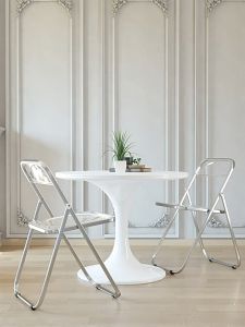 PVC Transparent Crystal Foldable Chair Acrylic Lightweight Minimalist Simple Bedroom Study Office Chair/Fireheart Warrior
