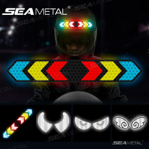 SEAMETAL Motorcycle Reflective Stickers Decal Arrows Eyes Wings Devil Horns Waterproof Night Warning Sign Exterior Parts