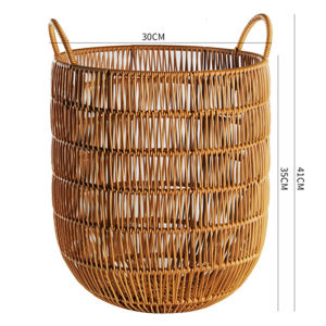 Nordic Style Large Size Plastic Wicker Weaving Laundry Basket Towel Basket Storage Basket for Home Use Dirty Clothes Basket