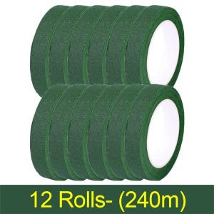 1-12Rolls Green Bouquet Floral Tapes Self-adhesive Stamen Wrapping Paper Tape DIY Flowers Decor for Florist Wedding Party Props
