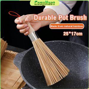 C.N. Bamboo Wok Brush Cleaning Brush Wooden Handle for Cleaning Dishes Cast Iron Pots Pans