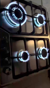 Stainless Steel 4 Burner Gas Stove Desktop Embedded Liquefied Gas Cooker Home Kitchen Cooktop