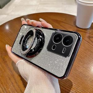 เคสโทรศัพท์มือถือแบบแม่เหล็กแบบใสสีฝุ่นแฟชั่นสำหรับผู้หญิง Vivo V25 V21E V19neo ดูดซับแม่เหล็กแบบใหม่ เคสโทรศัพท์มือถือแบบน่ารัก