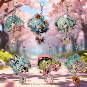 Bandai | Hatsune Miku Princess Acrylic Keychain Virtual Idol Keyring Layered Anime Keychain Gift In Stock
