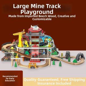 Large Wooden Train Construction Set City and Mine Tracks