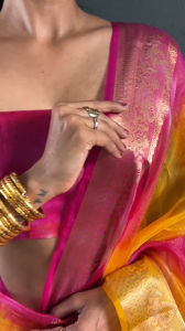 Designer Saree – ELEGANT SIMAR SILK WITH ANMOL ZARI PUTTU BEAUTIFUL SAREE FOR WOMEN – PREMIUM GOLD & NAVY SHADE WITH RICH ZARI BORDER (Pre-Order: 2/3 Weeks Delivery) HR02