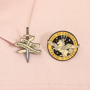 Percy Jackson Fantasy Movie Enamel Pin I Didnt Want To Be a Half-Blood Percy’s Sword Riptide Brooches Lapel Badge Jewelry Gifts