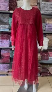 MAXI LINA TILEMUTIARA PREMIUM / GAMIS BROKAT MUTIARA / GAUN PESTA / GAUN KONDANGAN / BUSANA GAMIS /
