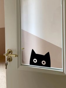 Modern Minimalist Black Cat Stickers Bedroom Wall Corner Door Cabinet Decorations Waterproof PVC Pet Store Arrangement