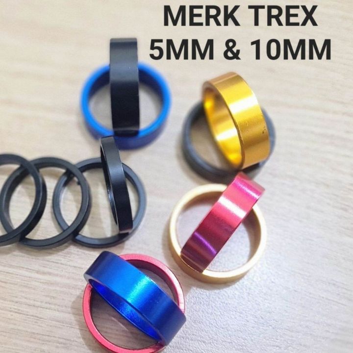 Ring Spacer Spicer Headset Stem Sepeda Ukuran 5mm 10mm 5 mm 10 mm 1cm 0.5cm alloy Aluminium Warna Biru Gold Merah Hitam