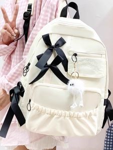 OUDENGPAI | Kawaii School Girl Large Capacity Backpack With Bow Student Shoulder Bag Womens Double Strap Backpack Sweet Preppy Style