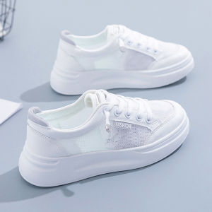 Womens Breathable Mesh Sneakers Spring Summer New Style Thick Bottom Casual Thin Sport Shoes Board Shoes round Toe PU Inner