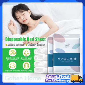 Disposable Bed Sheets Set Travel Hotel Pillow Cover Single/Double Quilt Cover Dirty Proof Non-Woven Bedsheet 一次性床单