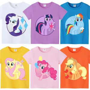 Hasbro | My Little Ponys T-shirt for Children Cartoon Anime Tee Top Boy Girl Round Collar Short Sleeve Clothes Kids Summer Clothing Gift