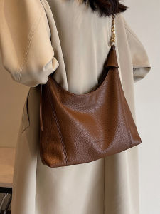 Fashionable Commuter Large Capacity Womens Bag 2025 New Retro Litchi Pattern Design Tote Bag Luxury Sensation Single Shoulder Bag