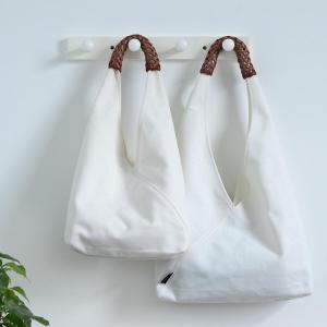 Triangle Cotton Canvas Bag Minimalist Style Ins Leather Woven Single Shoulder Womens Crossbody Bag Dyed Plant Beat Embroidery DIY White Blank Bag