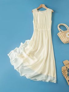 XMO | Đầm Lụa Elegance A-Line Không Tay Dài Trung Bình