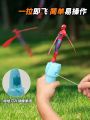 Anime Spiderman Bamboo Dragonfly Flying Toy Iron Man Captain Rotating String Flying Toys Outdoor Toy for Boys Children Gift. 