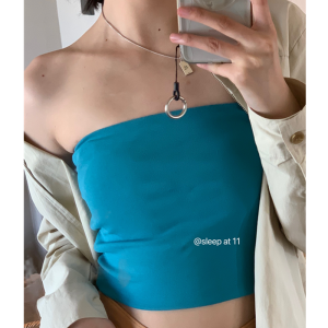 Sleep at 11 Summer Hot Girl Pure Color Fishbone Bralette Womens Inner Wear Outerwear Wrap Chest Tank Top Commute Style Short Sleeve