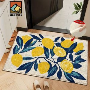Thảm Trải Sàn Họa Tiết Chanh VIKAMA Thảm Trải Sàn Nhà Bếp Bằng Vải Polyester Tươi Mới Cho Phòng Ngủ Cạnh Giường Ngủ - Thảm Trải Sàn Chống Vi Khuẩn Chống Phai Màu