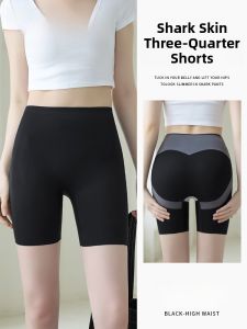 MiiOW | High Waist Shaping Yoga Pants Womens Black Sharkskin Capri Length Breathable Stretchy Summer Thin Fabric Tummy Control Butt Lifting