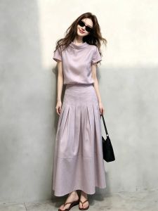 Shalldoer | Summer Elegant Styling Set Women Short Sleeve T-Shirt High Waist Skirt