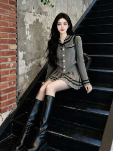 CHANGTONG | Soft Stylish Collar Sweater and Skirt Set