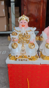 Tượng Thần Tài Thổ Địa đá Việt Nam phú quý rồng cao 25cm (MÀU TRẮNG)