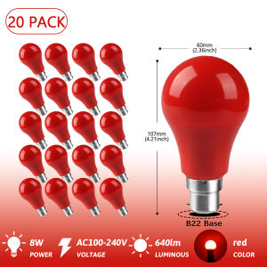 GATETOP | E27 B22 LED Color Bulb 8W RED Lighting 640LM AC100-240V Lamp Decor Bulbs for Bedroom Wedding Party Courtyard Garden Stage