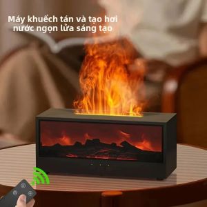 Máy Tạo Hương Thơm Bằng Tinh Dầu Mô Phỏng Ngọn Lửa 3D Tích Hợp Đèn Tạo Không Khí Nhiều Màu Sắc Và Điều Khiển Từ Xa Dùng Cho Gia Đình