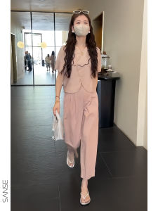 New 2024 Womens Fashion Set Bubble Sleeve Shirt Harlan Casual Pants Two-Piece Set Age-Defying Chinese Style Summer Outfit