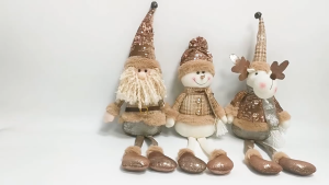 3PCS Christmas Decorative Doll Set-Santa Claus Reindeer Snowman Standing Figures for Holiday Tree Decoration