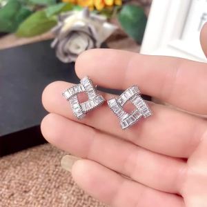 Huitan Square Stud Earrings Women Full Bling Iced Out CZ Crystal Ear Stud Earrings Statement Accessories Modern Fashion Jewelry