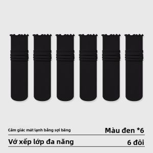 Tất AIMO cho nữ vải cotton nylon mỏng cao đến bắp chân dùng để đi giày da