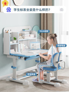 Ergonomic Height Adjustable Childrens Study Desk Set with Chair for Primary School Students Writing Desk Modern Simple Style