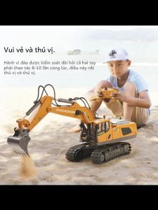 Xe Đua Cho Trẻ Em Hợp Kim Máy Xúc Xe Ben Máy Ủi Điều Khiển Từ Xa Điện Đồ Chơi Xe Bé Trai Tặng Kèm Pin