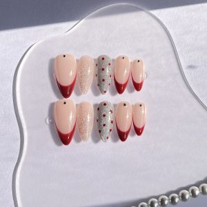 Nude Wearable Nail Tips French Style Handmade White Enhancing New Year Decoration Easy Application Nail Art for Party Use
