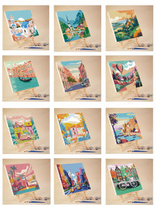 Italian Street View Town Digital Oil Painting DIY Hand-Filled Landscape Painting Hand-Painted Acrylic Oil Painting