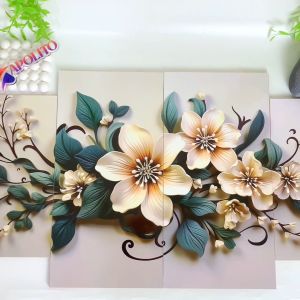 HIASAN DINDING SET BUNGA WHITE AND GREEN ORNAMEN FLORAL ISI 4 KAMAR DEKORASI RUMAH WALL DECOR PAJANGAN DINDING SATU SET