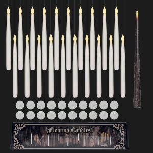 12/20 pcs Flameless Taper Floating Candles with Magic Wand RemoteHalloween Decorations Indoor Christmas Home Decor