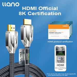 【local stock 2m/1m】llano HDMI 8K Certified 2.1 Certified Cable 8K/60Hz 4K/120Hz 2K144Hz Ultra High-Speed 48Gbps Cable 3D HDR Cable for PC Laptop HDTV PS5 PS4 Splitter Switch Audio Video